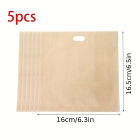 5pcs; Reusable Toaster Bags (6.3''x6.5''); Non Stick Bread Bags; Sandwich Bags; Fiberglass Toast Microwave Heating Pastry Tools; Home Kitchen Ite